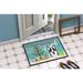 The Holiday Aisle® Martamique Christmas Tree Corgi Non-Slip Outdoor Door Mat Synthetics in Green/Blue | Rectangle 1'6" x 2'3" | Wayfair