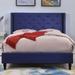Rosdorf Park Knobel Luxe Platform Bed Upholstered/Polyester in Blue/Black | 51 H x 56 W x 78 D in | Wayfair 7741742D286B4C3BAE9FD280B89FEF36