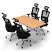 Symple Stuff Carthage 4 Person Conference Meeting Table w/ 4 Chairs Complete Set Wood/Metal in Brown | 30 H x 60 W x 30 D in | Wayfair