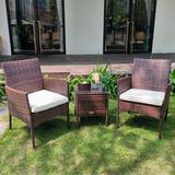 Winston Porter Kaytin 3 Piece Rattan Seating Group w/ Cushions Synthetic Wicker/All - Weather Wicker/Wicker/Rattan in Black | Outdoor Furniture | Wayfair