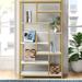 Mercury Row® Amezcua 70.87" H x 39.37" W Steel Geometric Bookcase in White/Yellow | 70.87 H x 39.37 W x 11.81 D in | Wayfair