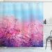 East Urban Home Flower Home Sakura Blossom Floral Beauty w/ Sky Japanese Cherry Spring Theme Shower Curtain Set Polyester | 70 H x 69 W in | Wayfair