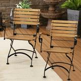 Charlton Home® Fratello Deluxe European Bistro Folding Patio Dining Chair Wood in Black/Brown | 33.5 H x 23.75 W x 23 D in | Wayfair