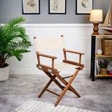 Whitecap Teak Newport Teak Director's Chair w/ Sunbrella Fabric Solid Wood in White/Brown | 33.5 H x 23 W x 17.5 D in | Wayfair 60044