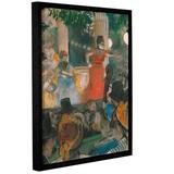 Fleur De Lis Living 'Cafe Concert at Les Ambassadeurs' - Floater Frame Painting Print on Canvas in Gray/Green/Orange | 10 H x 8 W x 2 D in | Wayfair