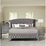 Rosdorf Park Haowen Tufted Bed Upholstered/Velvet in Gray | Queen | Wayfair 5104FAB465914FDA97B71FFBC7F8476D