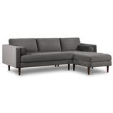 Gray/Indigo Sectional - Steelside™ Bismarck 104.5" Wide Velvet Sofa & Chaise Velvet | 34 H x 104.5 W x 67 D in | Wayfair