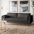 Steelside™ Bismarck 88.5" Upholstered Fabric Sofa Velvet in Gray/Indigo | 34 H x 88.5 W x 38 D in | Wayfair 5B1555E0313C49E68449B98695D28CB8