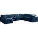 Blue Sectional - Latitude Run® Atis 140" Wide Velvet Reversible w/ Ottoman Velvet | 32 H x 140 W x 105 D in | Wayfair