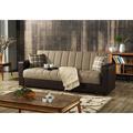 Orren Ellis Addilee Twin 89" Wide Tight Back Convertible Sofa w/ Storage Chenille/Metal in Brown | 35 H x 89 W x 35 D in | Wayfair