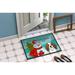 The Holiday Aisle® Margretta Snowman w/ Cavalier Spaniel Non-Slip Outdoor Door Mat Synthetics | 18 W x 27 D in | Wayfair