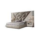 Everly Quinn Solid Wood Upholstered Standard 3 Piece Bedroom Set Upholstered in Brown/Gray | Full/Double | Wayfair 8AD4A049C11246B09A6E496F274E4C39