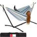 Arlmont & Co. Knutsford Double Camping Hammock w/ Stand Cotton | 43 H x 115 W x 48 D in | Wayfair FB5BC95DF851422C8707A6AB3FCAE863