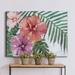 Bay Isle Home™ Blooming Hibiscus - Wrapped Canvas Print Canvas, Wood in Green/Indigo/Pink | 12 H x 8 W x 1 D in | Wayfair