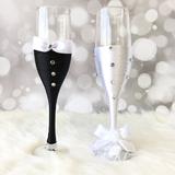 Le Prise™ Harwich 2 Pieces Wedding Champagne Flutes Toasting Glasses 7 oz. Glass in Black | 8.95 H x 2 W in | Wayfair