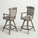 Three Posts™ Blissfield Swivel Bar & Counter Stool Wood/Upholstered in Brown/Gray | 44 H x 22 W x 23 D in | Wayfair