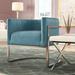 Barrel Chair - Everly Quinn Berndina 30.7" W Tufted Barrel Chair Velvet/Fabric in Blue | 28 H x 30.7 W x 27.4 D in | Wayfair