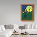 Winston Porter 'Halloween Witch Black Cat Moon Dance' Acrylic Painting Print on Wrapped Canvas in Black/Blue/Green | 19 H x 14 W x 2 D in | Wayfair