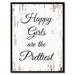 Winston Porter Happy Girls are the Prettiest Happy - Picture Frame Textual Art Print on Canvas in Black/White | 9 H x 7 W x 1.2 D in | Wayfair