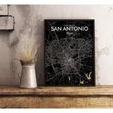 Williston Forge 'San Antonio City Map' Graphic Art Print Poster in Paper in Black | 17 H x 11 W x 0.05 D in | Wayfair WLFR5149 43628874