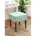 123 Creations Solid Wood Accent Stool Linen/Wood/Upholstered in Green/Blue/Brown | 19 H x 17 W x 17 D in | Wayfair CS099MS-AQ