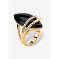 Women's 18K Gold Black Onyx & Cubic Zirconia Ring by PalmBeach Jewelry in Gold (Size 11)