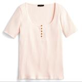 J. Crew Tops | J.Crew Scoop Neck Stripe Henley Tee Pink Medium | Color: Cream/Pink | Size: M