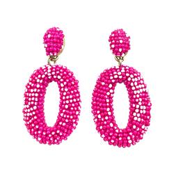 J. Crew Jewelry | J. Crew Pink Beaded Oval Statement Earrings | Color: White | Size: Os