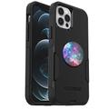 OtterBox Commuter Serie Schutzhülle für iPhone 12 & iPhone 12 Pro (Schwarz) + PopSockets PopGrip, Blau Nebel