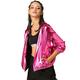 Allegra K Women's Christmas Costume Holographic Shiny Long Sleeve Zipper Hooded Metallic Jacket Hot Pink 16