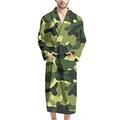 Agroupdream Mens Dressing Gown Camouflage Green Plush Towelling Robe Winter Autumn Wrap Housecoat Cotton Loungewear Kimono