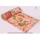 YUVANCRAFTS Indian Handmade Floral Print Kantha Quilt Queen Size Pure Cotton Kantha Throw Vintage Kantha Bedspread Blanket (Light Pink)