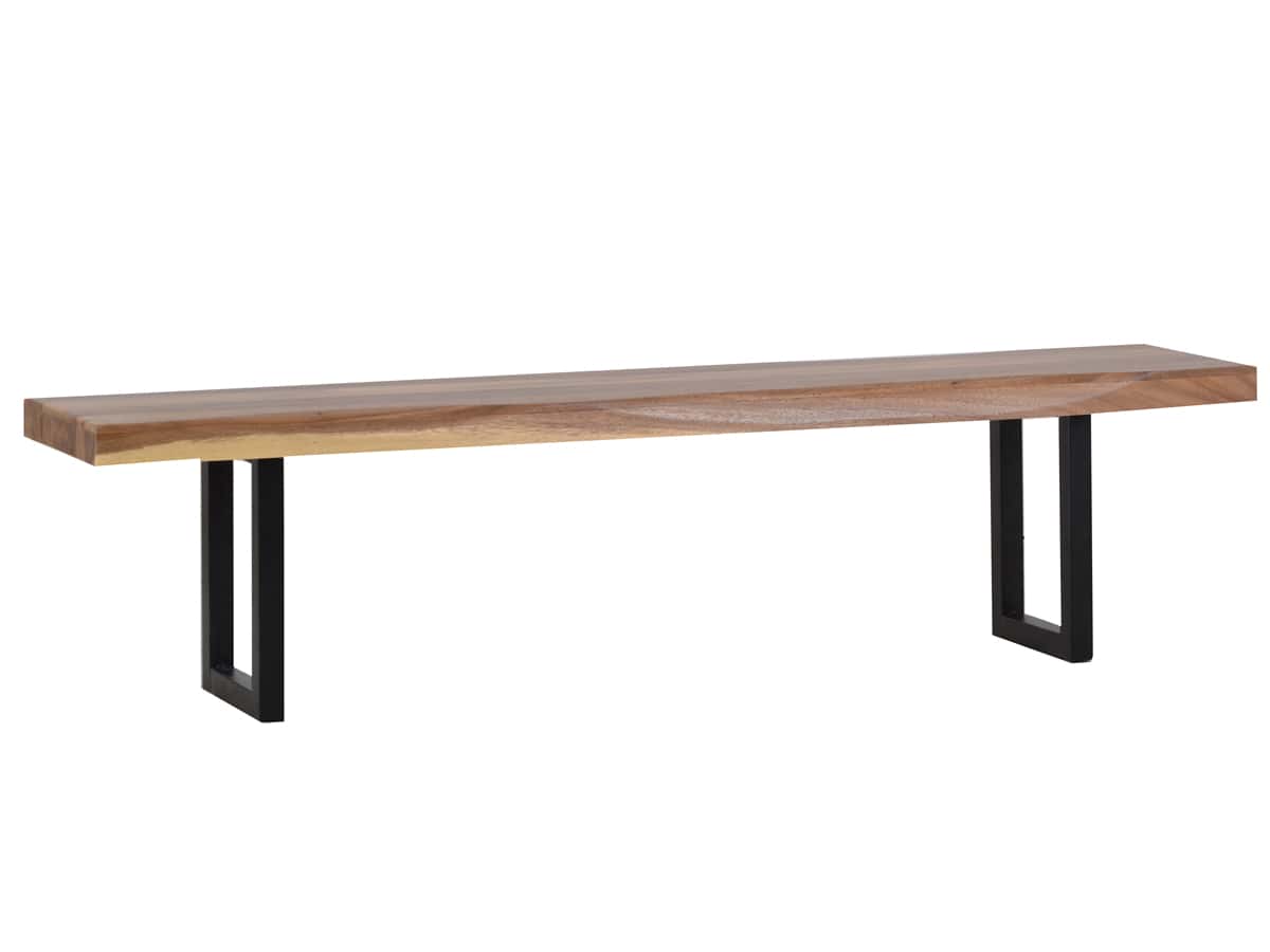 MiaMöbel Sitzbank 'Vanaja' 200 cm, Teak/Antikschwarz Massivholz, Metall Teak Modern Indien Indisch
