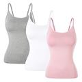 DYLH Women's Cami Camisole Built-in Bra Adjustable Spaghetti Strap Tank Top Padded Cami Tanks 3 Pack Grey White Pink