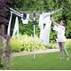 4 Arm Rotary Airer 50m Garden Washing Line Dryer Outdoor Garden Folding Rotary Washing Line Clothes Airer Dryer with Free Metal Ground Spike and Waterproof