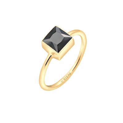 Elli - Elli Ring Bandring Viereck Geo Zirkonia 925 Silber vergoldet Ringe 1 ct Damen