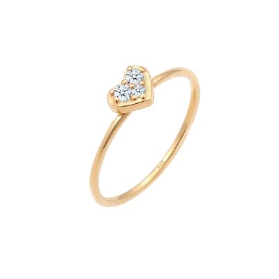 Elli DIAMONDS - Herz Trio Diamant (0.075 ct.)Romantik 585 Gelbgold Ringe 1 ct Damen