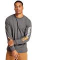 Timberland Pro Men's Base Plate Long T-Shirt with Sleeve Logo Work Utility, Dark Charcoal Heather, S