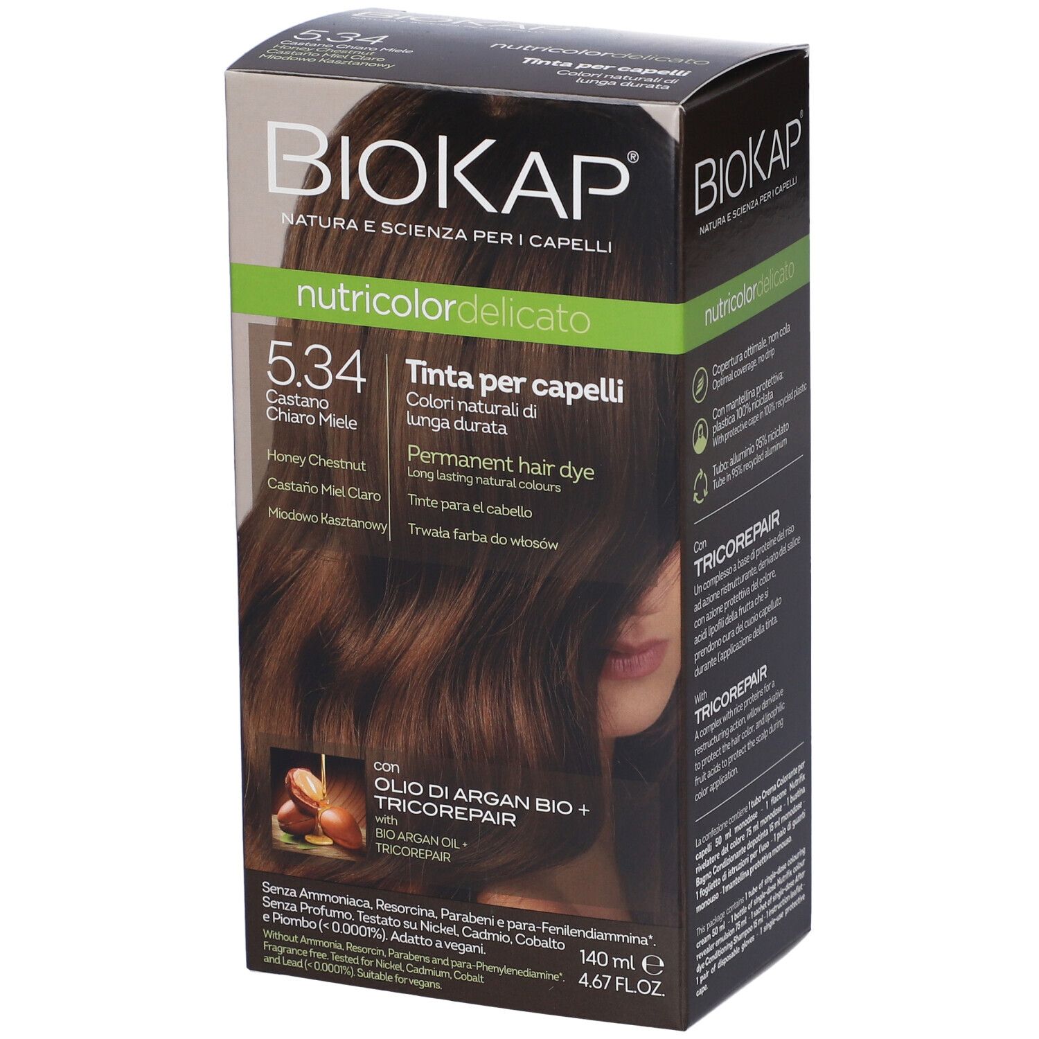 BIOS LINE BioKap® Nutricolor Tinta Delicato 5.34 Castano Chiaro Miele