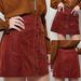 Free People Skirts | New Free People Come A Little Closer Button Front Faux Leather A-Line Mini Skirt | Color: Brown | Size: 8
