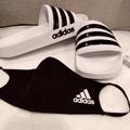 Adidas Shoes | Adidas Adilette Comfort Slides & Adidas Face Cover | Color: Black/White | Size: Various