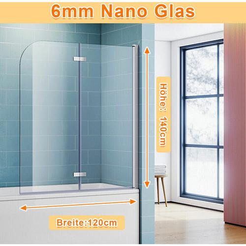 SONNI Badewannenaufsatz Dusche Badewannenfaltwand Glas Duschwand für badewanne 2-teilig