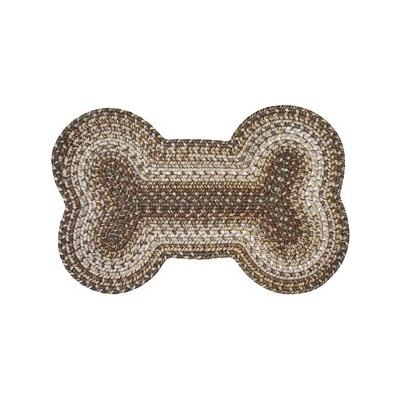 Homespice Bone Shaped Ultra Durable Braided Dog & Cat Placemat, Brown, 25 x 39 in