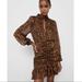 Zara Dresses | New Zara Ruched Animal Snake Print Mini Dress | Color: Brown | Size: Xs
