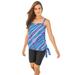 Plus Size Women's Blouson Tankini Top with Adjustable Straps by Swim 365 in Multi Watercolor Stripe (Size 34)