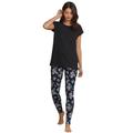 Plus Size Women's 2-Piece Knit Legging Pajama Set by ellos in Black Multi Floral (Size 14/16)