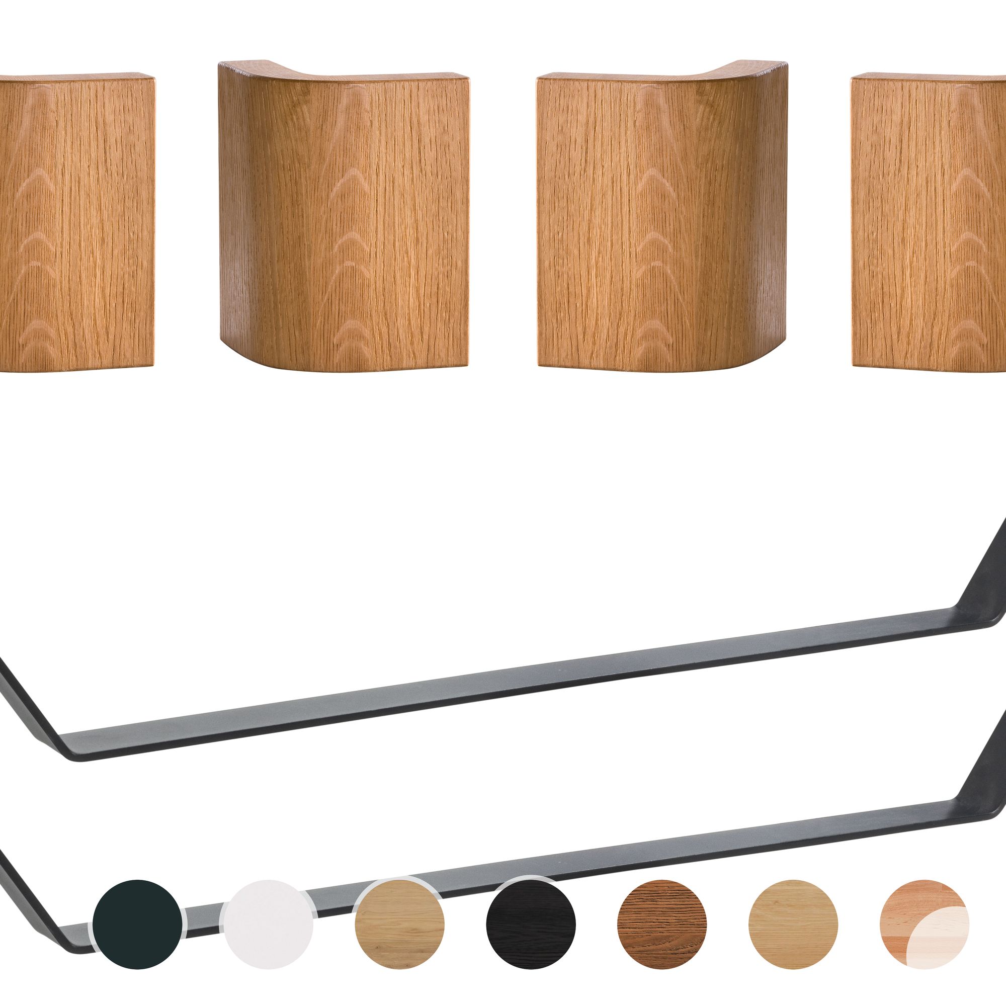 Hasena Oak-Line Füsse Slitto 2er-Set / 20 cm / 180 cm / Buche Weiss deckend, lackiert / Weiss