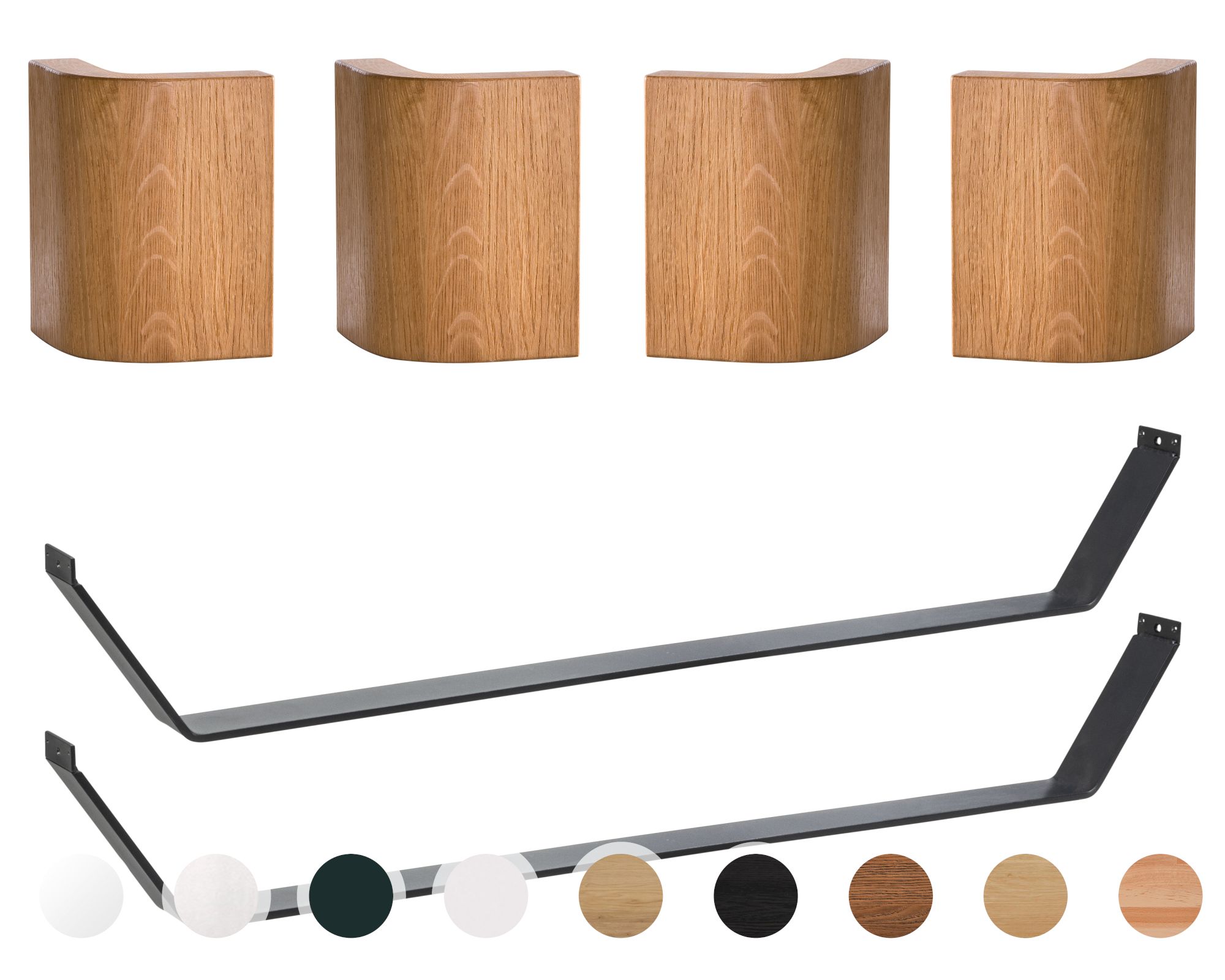Hasena Fine-Line Füsse Slitto 2er-Set / 25 cm / 160 cm / Eiche bianco, gebürstet, geölt / Anthrazit Image