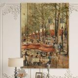 East Urban Home Lunch on the Champs Elysees Paris - French Country Print on Natural Pine Wood Metal in Brown/Green/Red | Wayfair