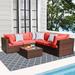 Latitude Run® Alexaundra Patio 6 Piece Rattan Sectional Seating Group w/ Cushions in Brown | Wayfair 51E32BE6D260419398814066377D2223